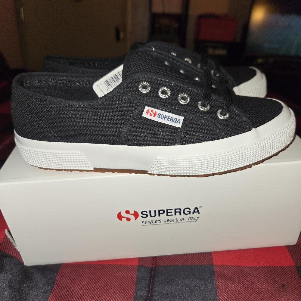 Superga Black Canvas Sneakers Woman Size 6.5